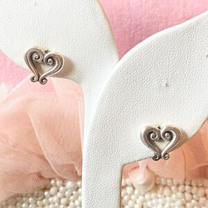 Brighton Heart Earrings Silver Tone Scroll Design Stud Earrings